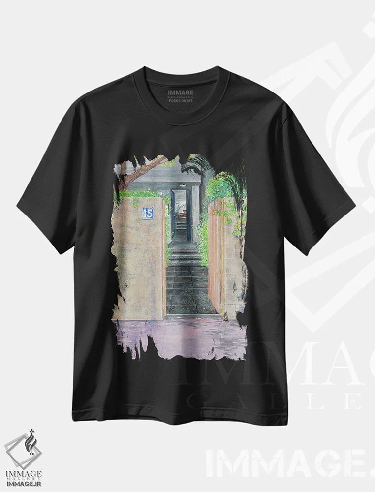 تیشرت مشکی طرح دار – تیشرت معماری ,ورودی اثر میری اشت فروشگاه ایماژ