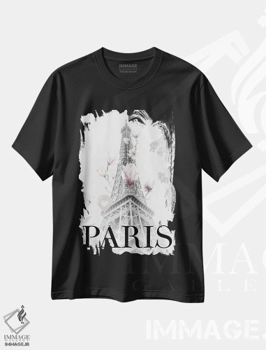 تیشرت مشکی طرح دار – تیشرت عکاسی ,برج ایفل با مگنولیا اثر ملانی ویولا فروشگاه ایماژ