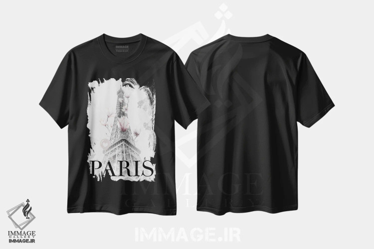 تیشرت مشکی طرح دار – تیشرت عکاسی ,برج ایفل با مگنولیا اثر ملانی ویولا فروشگاه ایماژ