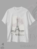 تیشرت سفید طرح دار – تیشرت هنری ,پاریس، با اولین سلام دلباخته ات شدم اثر ملانی ویولا immage.ir