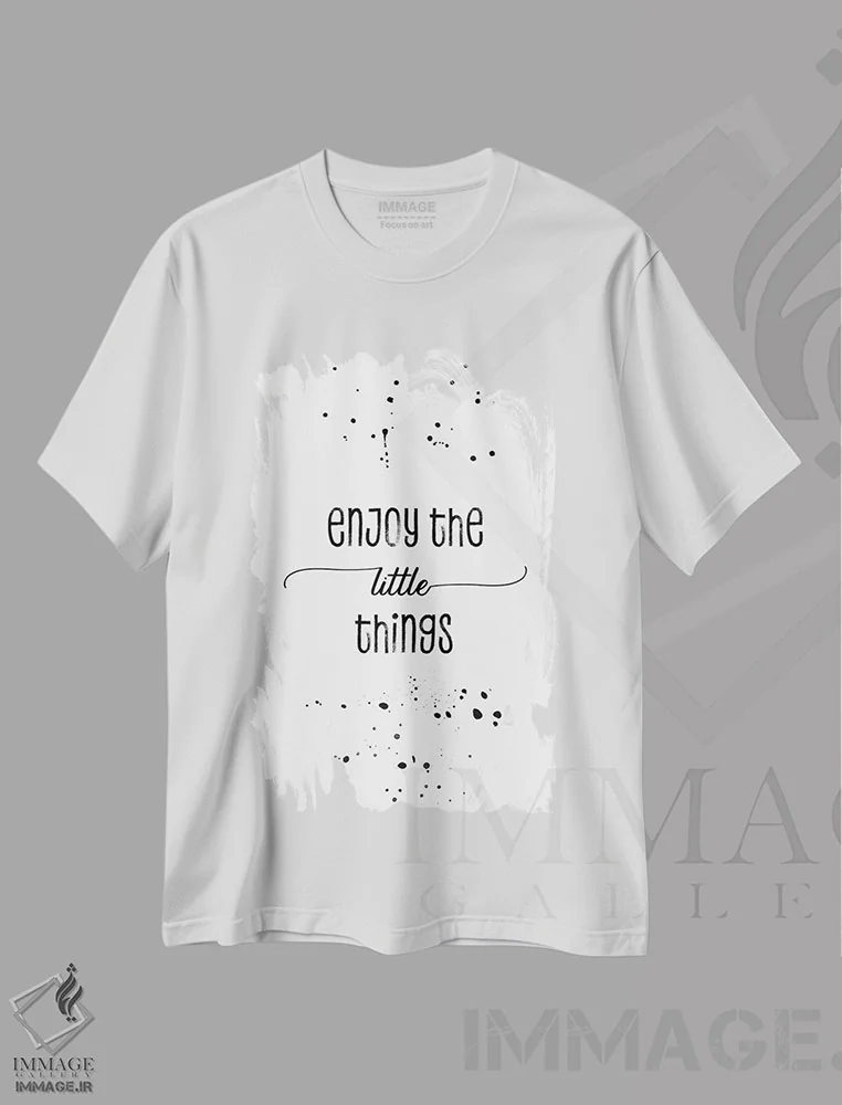 تیشرت سفید طرح دار – تیشرت تایپوگرافی ,از چیزهای کوچک لذت ببر اثر ملانی ویولا immage.ir
