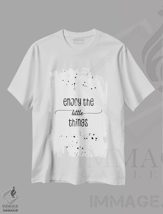 تیشرت سفید طرح دار – تیشرت تایپوگرافی ,از چیزهای کوچک لذت ببر اثر ملانی ویولا immage.ir