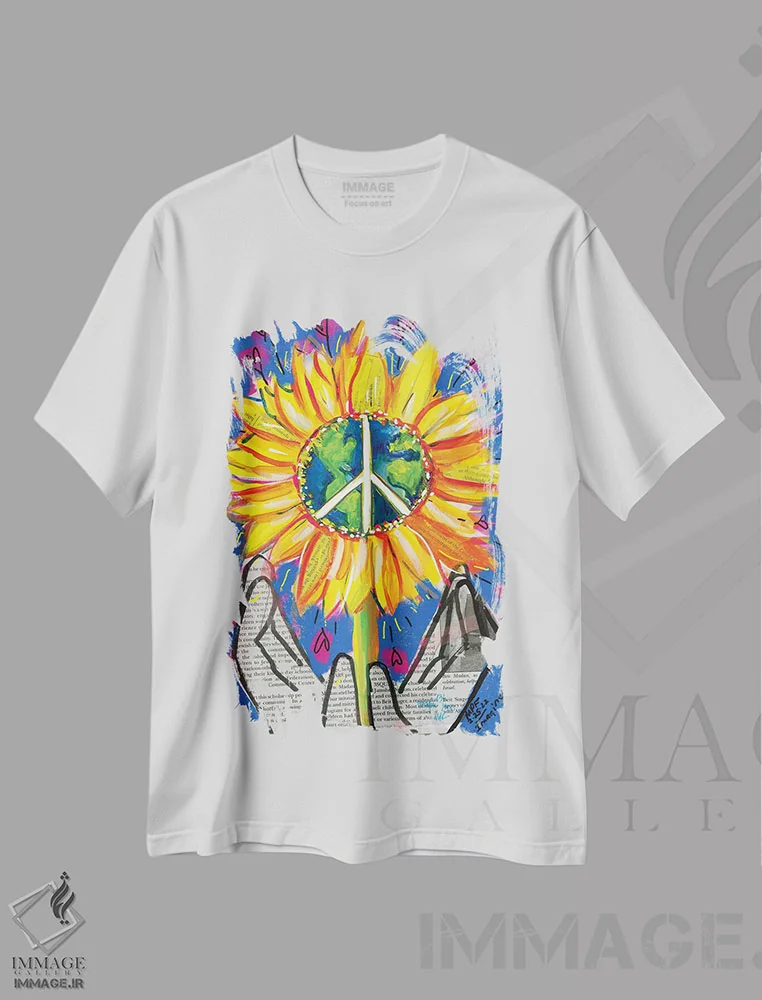 تیشرت سفید طرح دار – تیشرت هنری ,تصور کن اثر میشل پالور فلدمن فروشگاه ایماژ