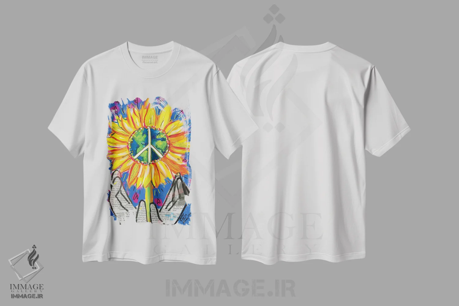 تیشرت سفید طرح دار – تیشرت هنری ,تصور کن اثر میشل پالور فلدمن فروشگاه ایماژ