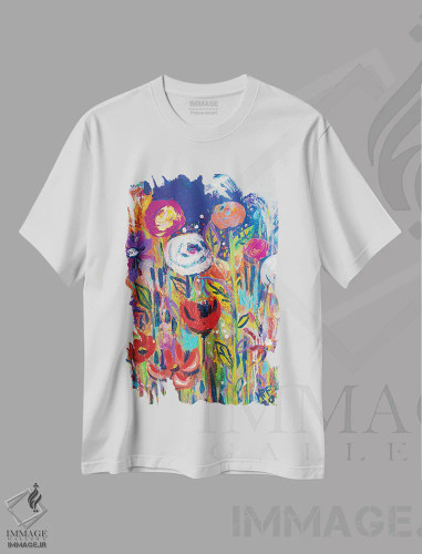 تیشرت سفید طرح دار – تیشرت طبیعت ,باغ صلح مونه اثر میشل پالور فلدمن فروشگاه ایماژ