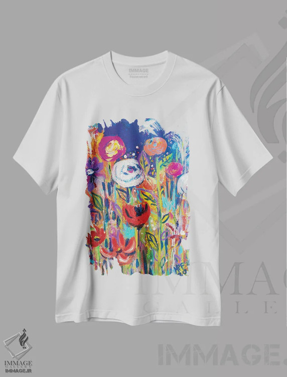 تیشرت سفید طرح دار – تیشرت طبیعت ,باغ صلح مونه اثر میشل پالور فلدمن فروشگاه ایماژ