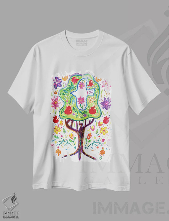 تیشرت سفید طرح دار – تیشرت معنوی ,درخت صلح ایتز شالوم اثر میشل پالور فلدمن immage.ir