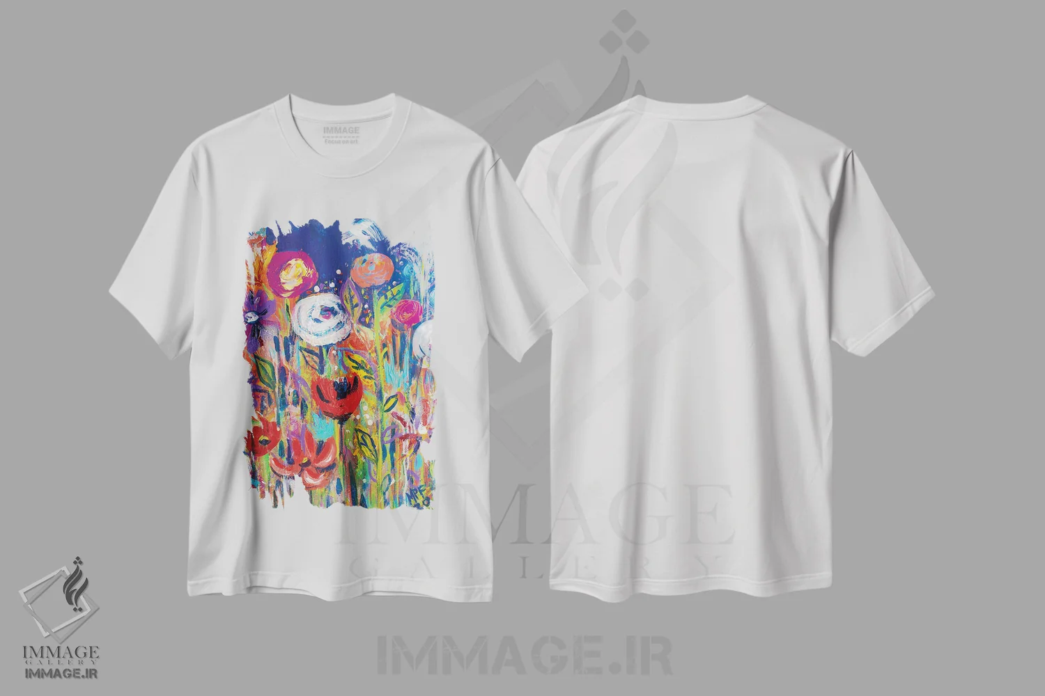 تیشرت سفید طرح دار – تیشرت طبیعت ,باغ صلح مونه اثر میشل پالور فلدمن فروشگاه ایماژ