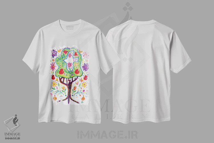 تیشرت سفید طرح دار – تیشرت معنوی ,درخت صلح ایتز شالوم اثر میشل پالور فلدمن immage.ir