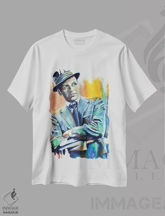 تیشرت سفید طرح دار – تیشرت موسیقی ,فرانسیس آلبرت سیناترا اثر مارک فاکس immage.ir