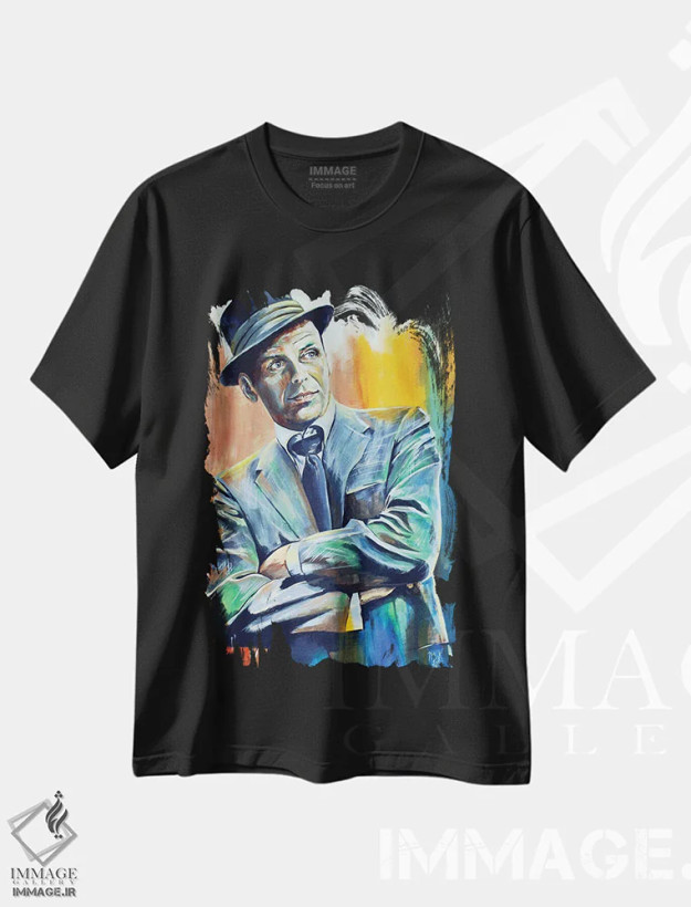 تیشرت مشکی طرح دار – تیشرت موسیقی ,فرانسیس آلبرت سیناترا اثر مارک فاکس فروشگاه ایماژ