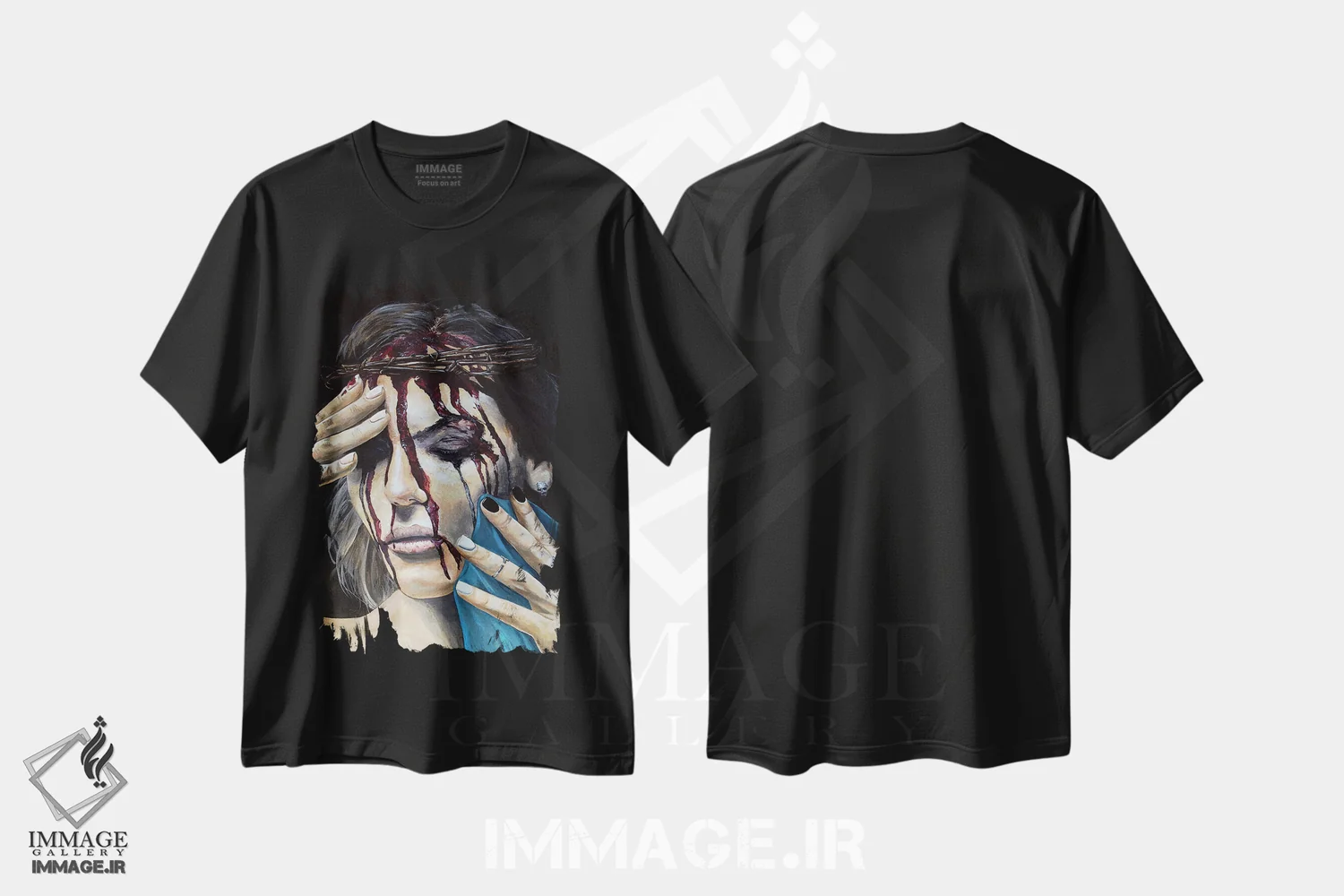 تیشرت مشکی طرح دار – تیشرت هنری ,از دست دادن ایمانم اثر مارک فاکس immage.ir