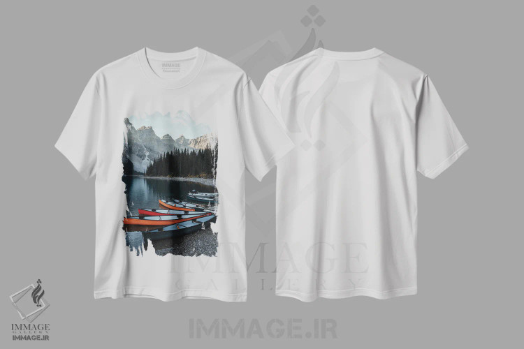 تیشرت سفید طرح دار – تیشرت طبیعت ,دریاچه مورین اثر ملیسا فایندلی immage.ir