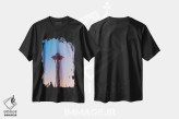 تیشرت مشکی طرح دار – تیشرت شهری ,غروب برج سوزنی سیاتل، واشنگتن اثر نیچر مجیک فروشگاه ایماژ