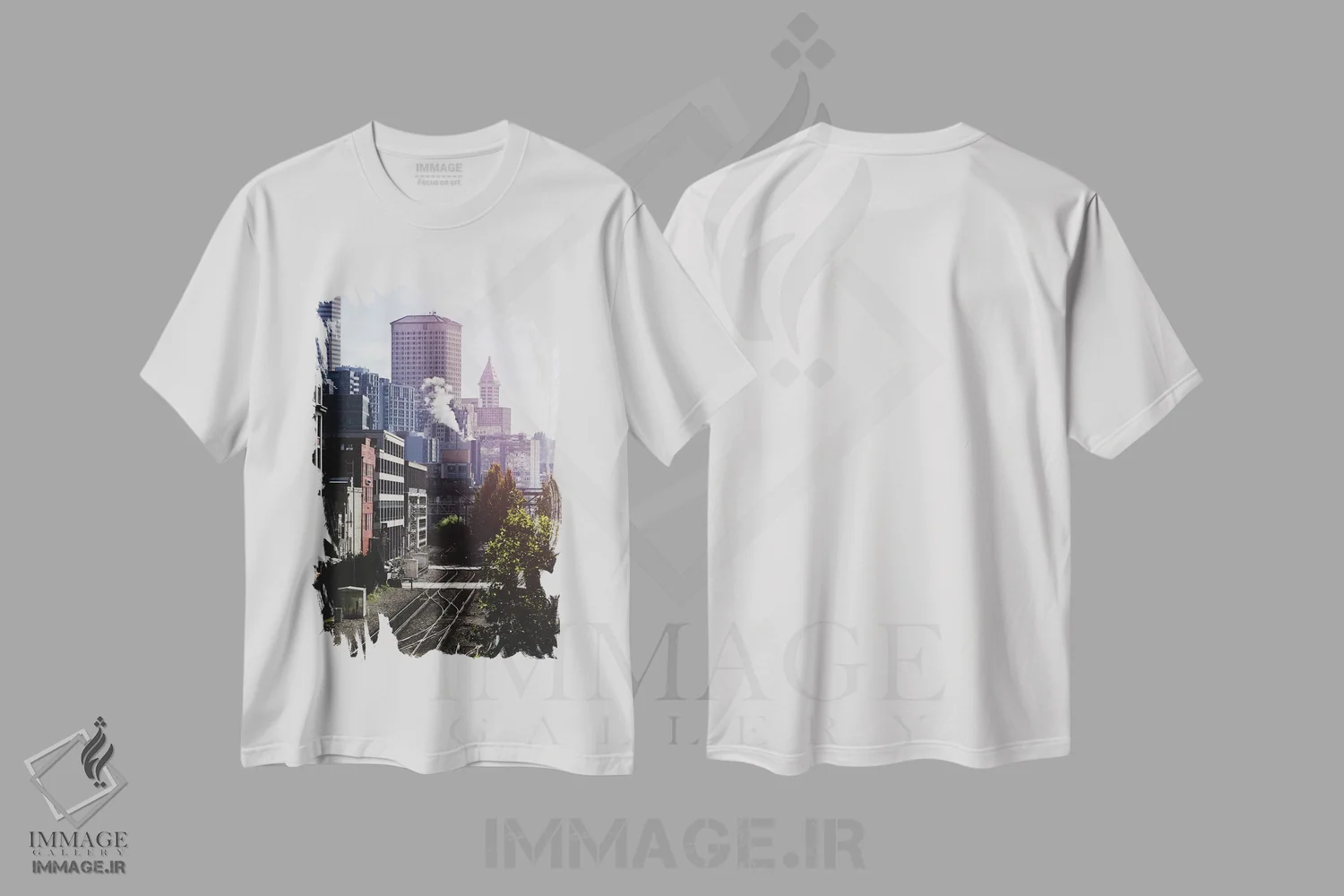 تیشرت سفید طرح دار – تیشرت شهری ,طلوع خیابان شهری سیاتل اثر نیچر مجیک فروشگاه ایماژ