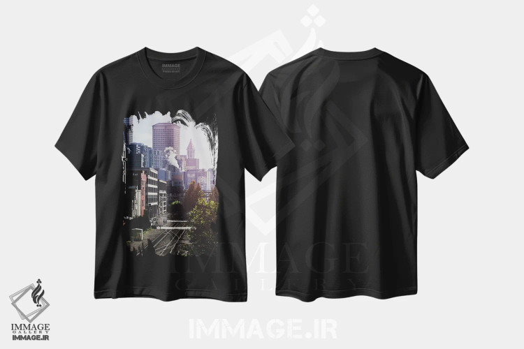 تیشرت مشکی طرح دار – تیشرت شهری ,طلوع خیابان شهری سیاتل اثر نیچر مجیک immage.ir