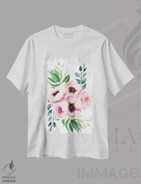 تیشرت سفید طرح دار – تیشرت کودکانه ,آبرنگ دسته گل حیوانات کودکانه اثر نیچر مجیک فروشگاه ایماژ
