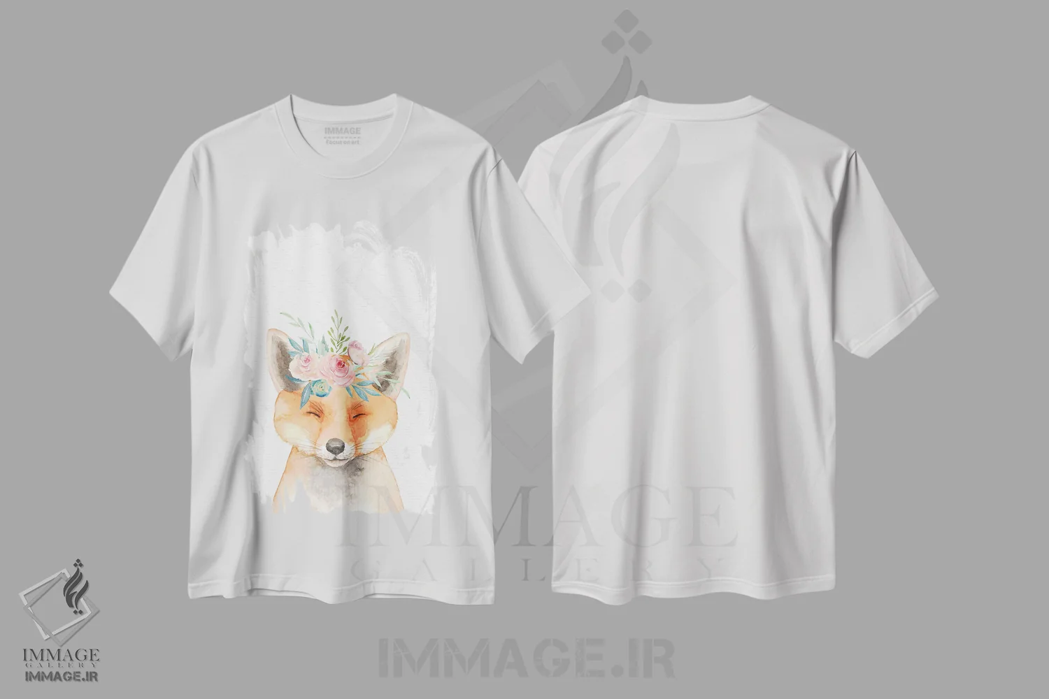 تیشرت سفید طرح دار – تیشرت کودکانه ,آبرنگ بچه روباه کودکانه اثر نیچر مجیک فروشگاه ایماژ
