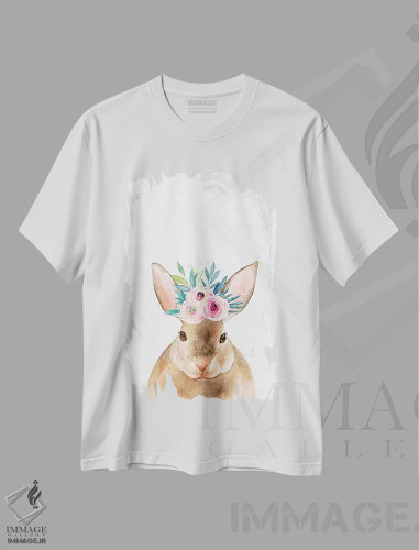 تیشرت سفید طرح دار – تیشرت هنری خرگوش ,آبرنگ بچه خرگوش کودکانه اثر نیچر مجیک فروشگاه ایماژ