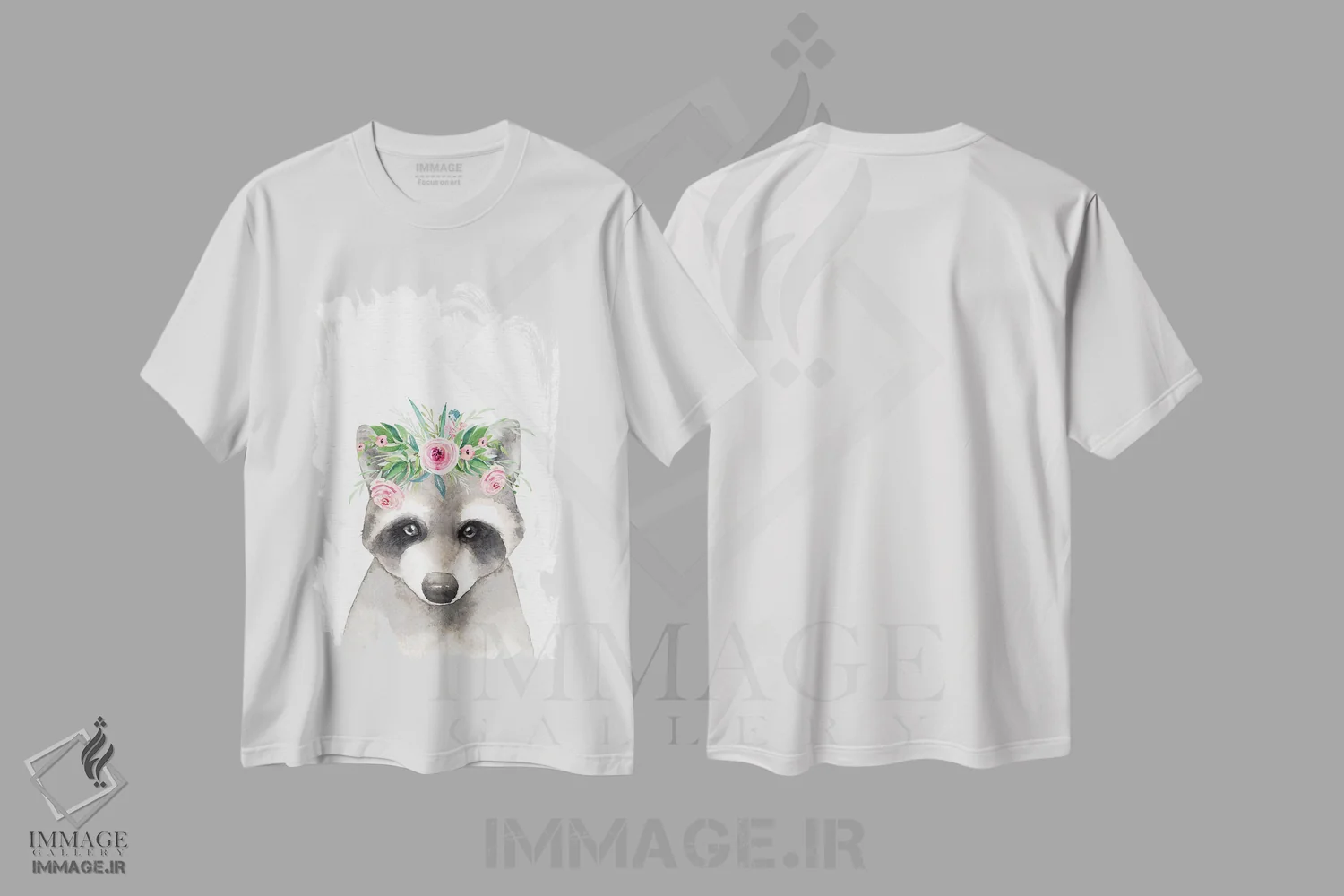 تیشرت سفید طرح دار – تیشرت کودکانه ,آبرنگ بچه راکون کودکانه اثر نیچر مجیک فروشگاه ایماژ