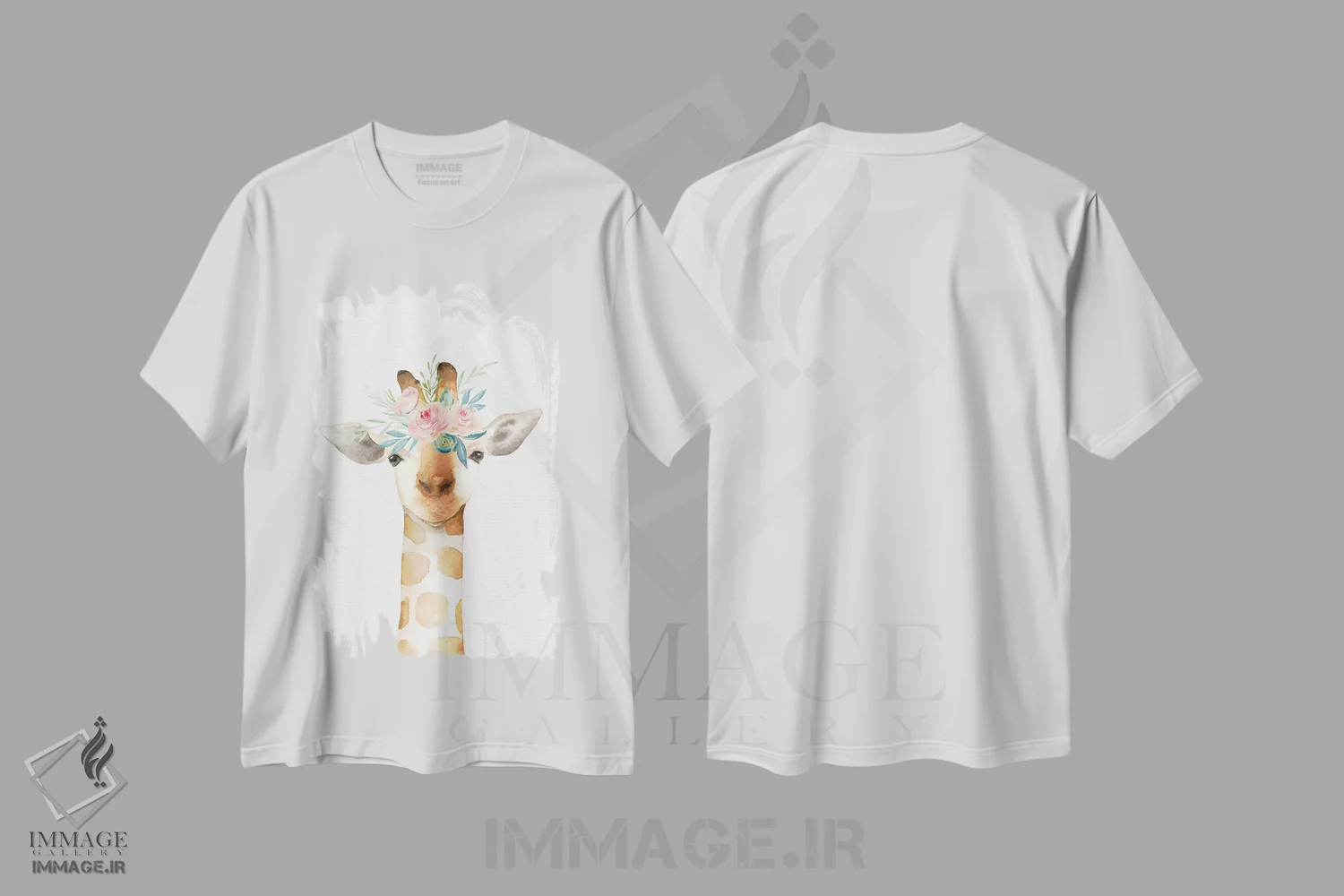 تیشرت سفید طرح دار – تیشرت کودکانه ,آبرنگ بچه زرافه کودکانه اثر نیچر مجیک immage.ir