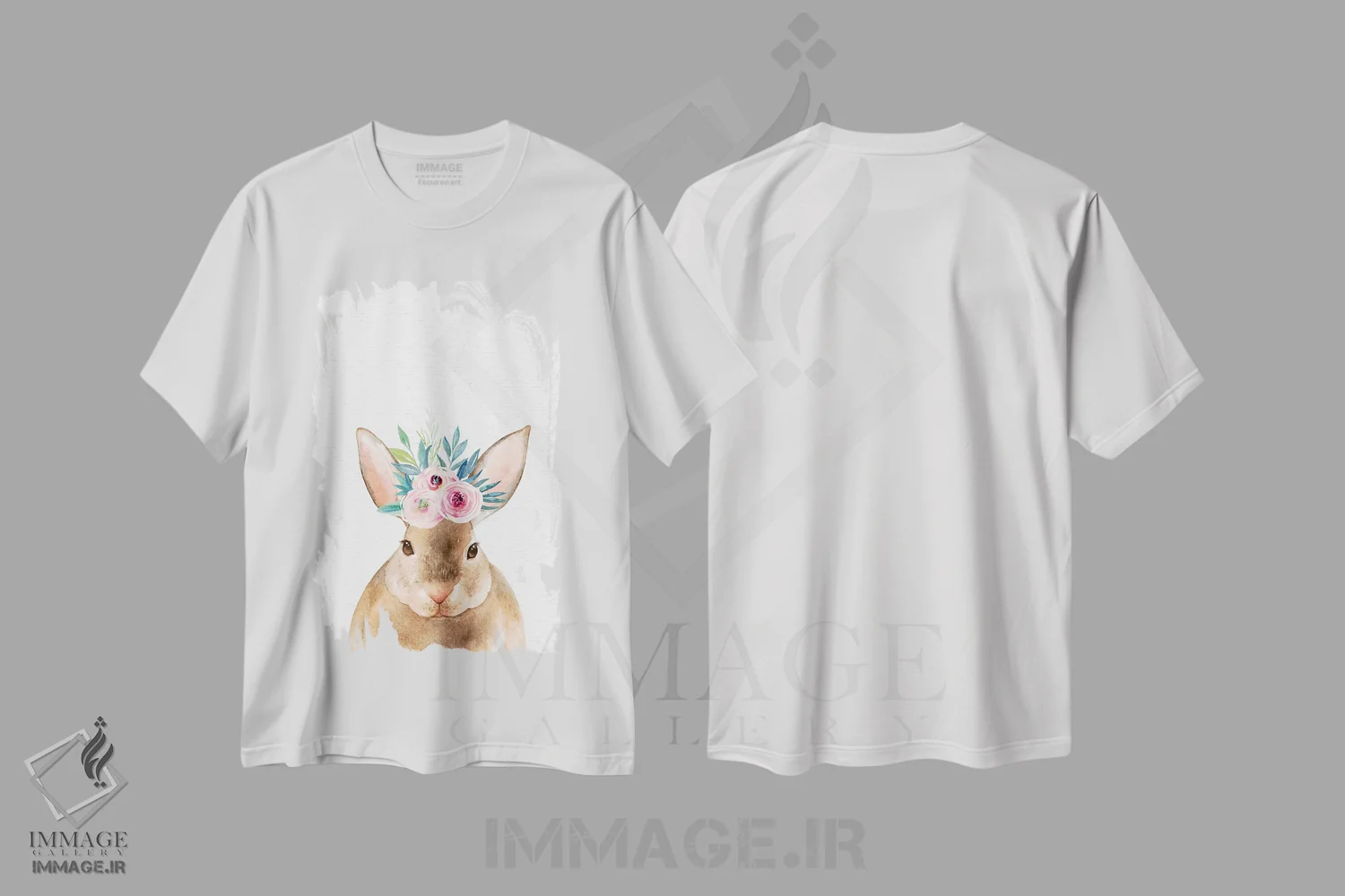 تیشرت سفید طرح دار – تیشرت هنری خرگوش ,آبرنگ بچه خرگوش کودکانه اثر نیچر مجیک فروشگاه ایماژ