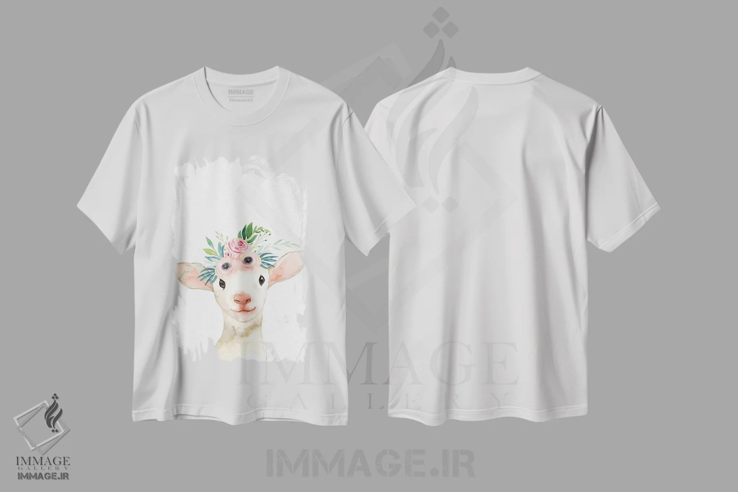 تیشرت سفید طرح دار – تیشرت طبیعت ,آبرنگ بره کودکانه اثر نیچر مجیک immage.ir