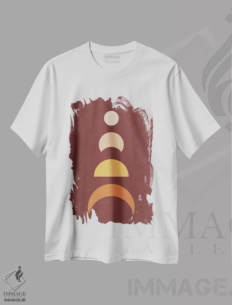 تیشرت سفید طرح دار – تیشرت بوهو ,انتزاعی کویر تراکوتای بوهو اثر نیچر مجیک فروشگاه ایماژ