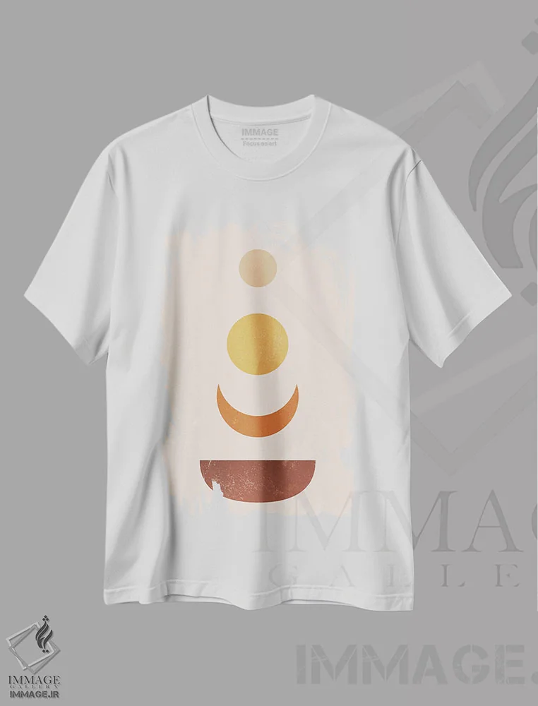تیشرت سفید طرح دار – تیشرت انتزاعی ,انتزاعی کویر تراکوتای بوهو اثر نیچر مجیک immage.ir