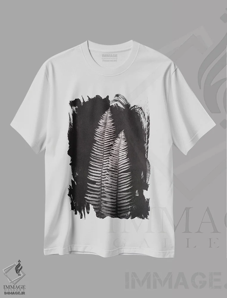 تیشرت سفید طرح دار – تیشرت گیاه ,سرخس فرنوِه اثر نیچر مجیک فروشگاه ایماژ