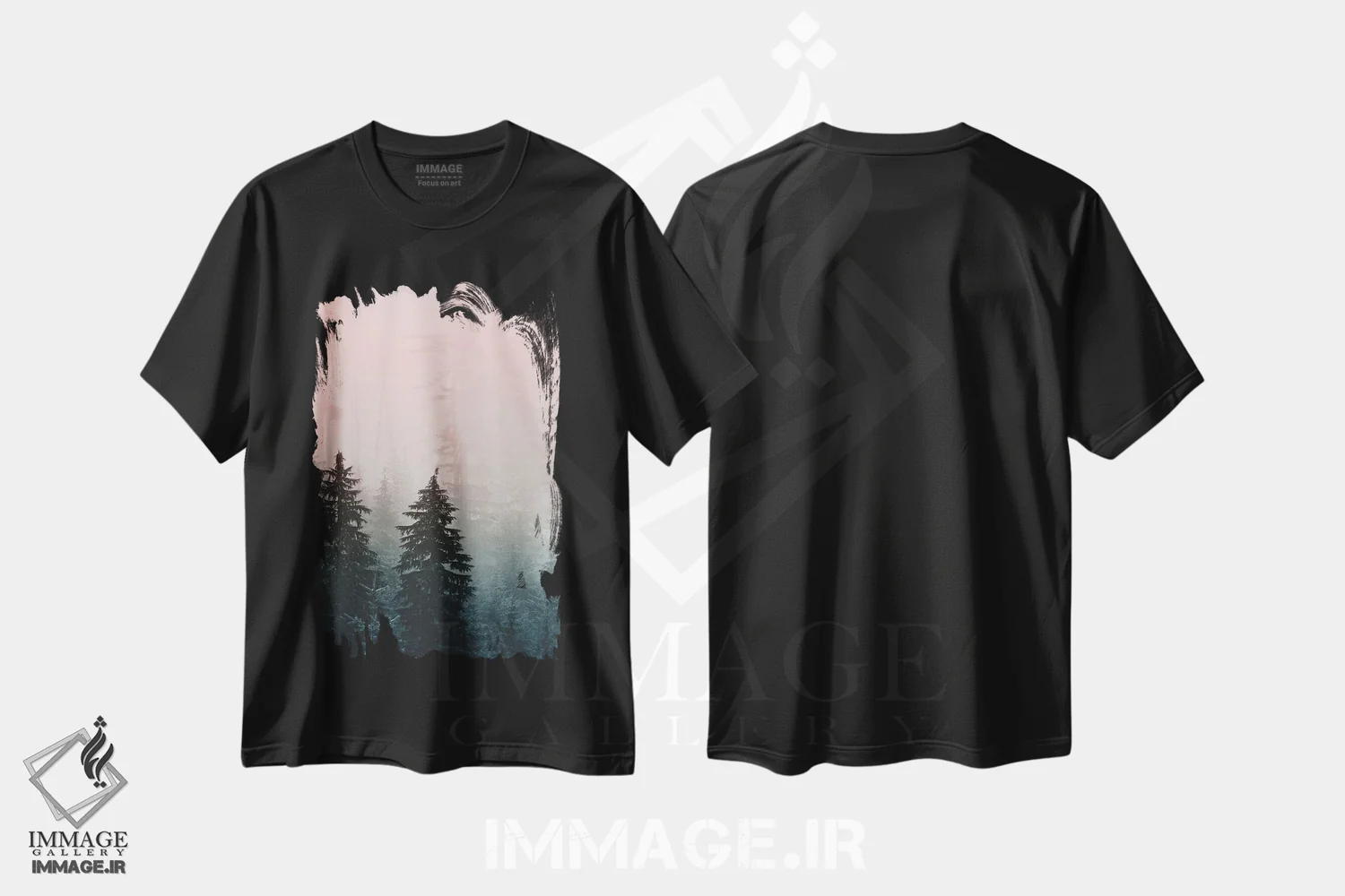 تیشرت مشکی طرح دار – تیشرت طبیعت ,سه لت کوهستان و جنگل اثر نیچر مجیک immage.ir