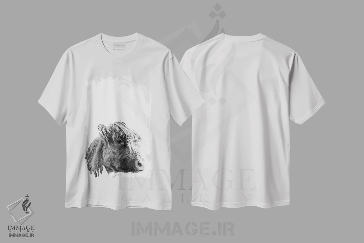 تیشرت سفید طرح دار – تیشرت حیوانات ,پرتره گاو کوهستانی اثر نیچر مجیک immage.ir
