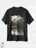 تیشرت مشکی طرح دار – تیشرت منظره ,غروب صخره کاتدرال اثر نیچر مجیک فروشگاه ایماژ