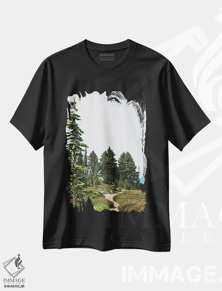 تیشرت مشکی طرح دار – تیشرت گل ,کوه پیمایی با گل های وحشی کوهستان اثر نیچر مجیک immage.ir