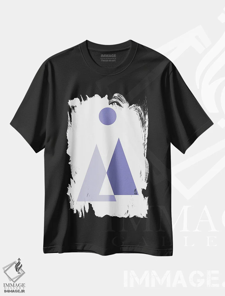 تیشرت مشکی طرح دار – تیشرت مدرن ,غروب ماه کوهستانی به رنگ پری وینکل اثر نیچر مجیک immage.ir