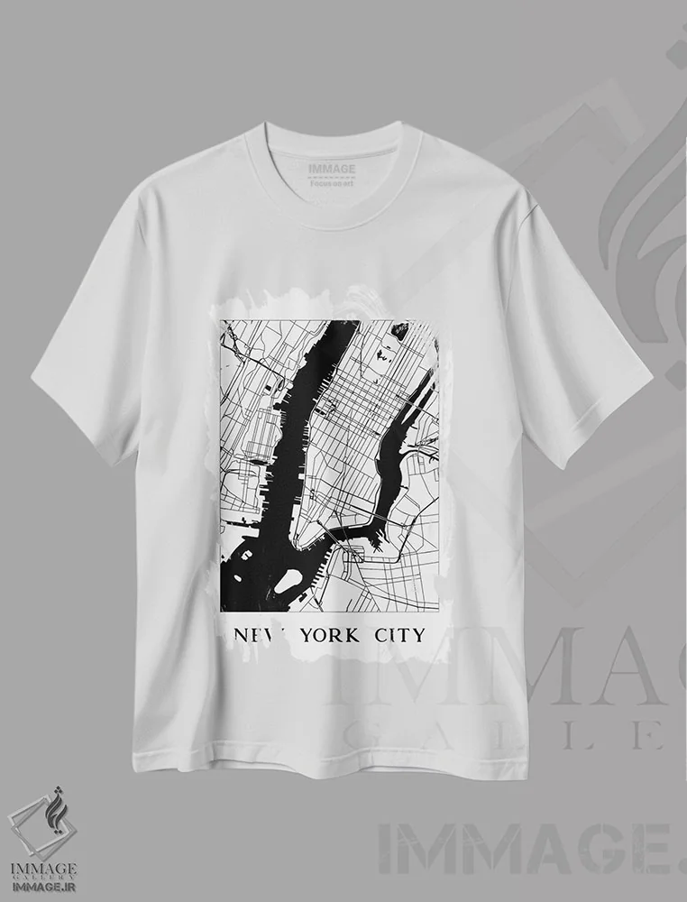 تیشرت سفید طرح دار – تیشرت گرافیکی ,نقشه شهر نیویورک اثر نیچر مجیک فروشگاه ایماژ