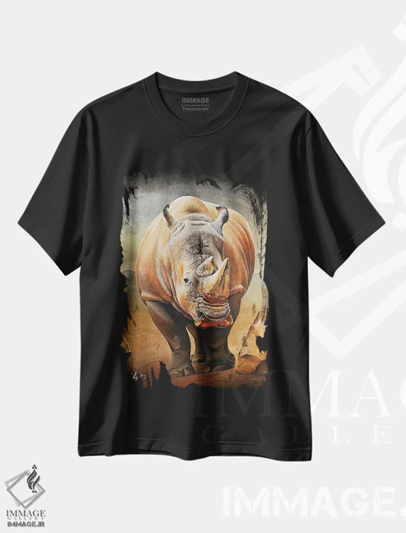تیشرت مشکی طرح دار – تیشرت حیوانات ,کرگدن سیاه اثر مایکل گلدزوایگ immage.ir