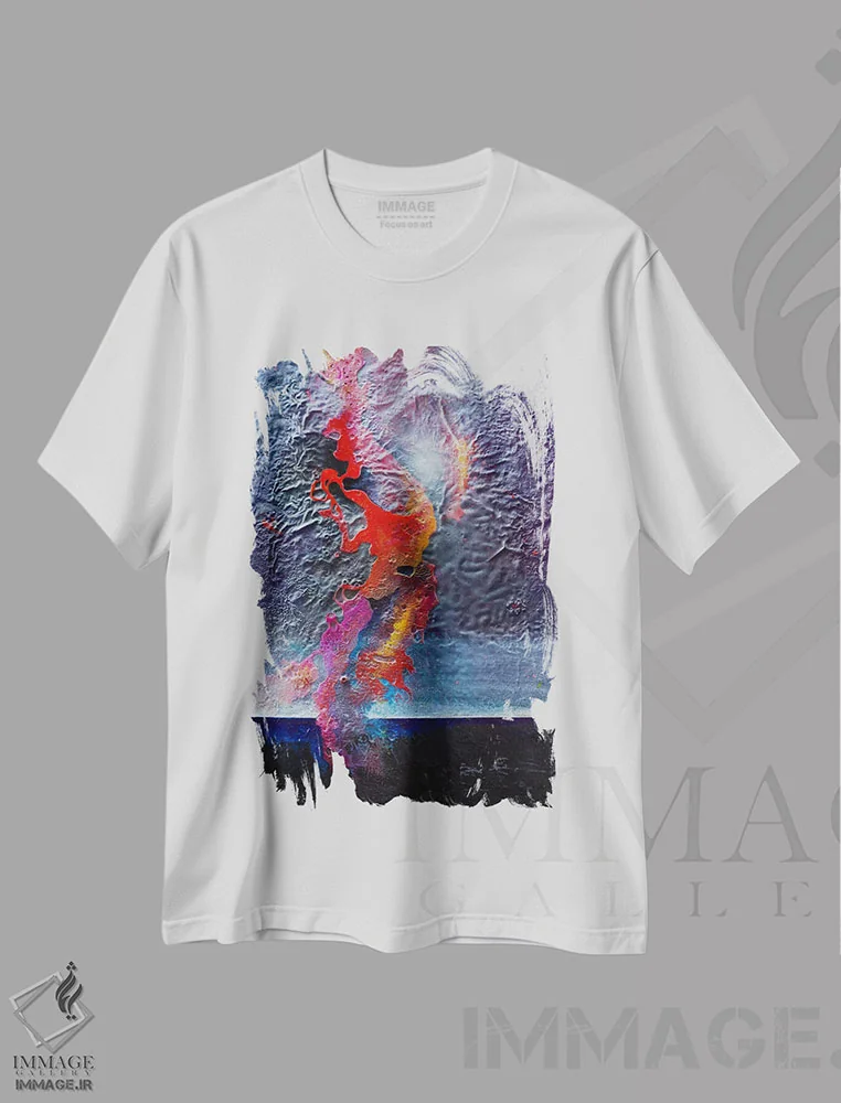 تیشرت سفید طرح دار – تیشرت انتزاعی ,بازتاب های نور اثر مایکل گلدزوایگ فروشگاه ایماژ