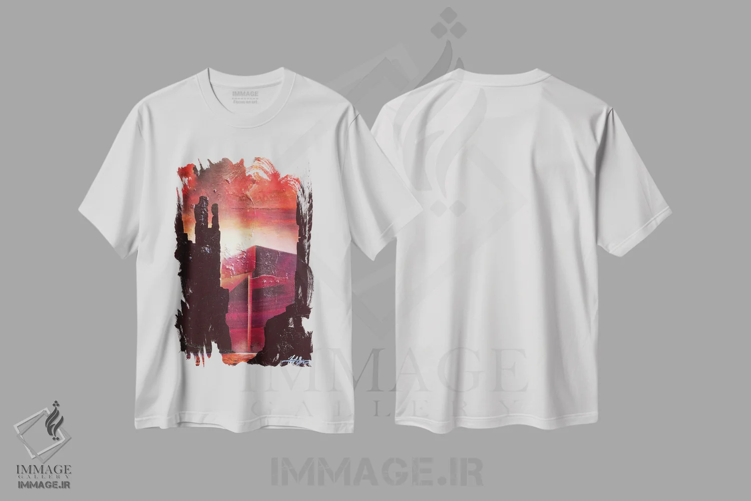 تیشرت سفید طرح دار – تیشرت طبیعت ,سنگ سرخ اثر مایکل گلدزوایگ immage.ir