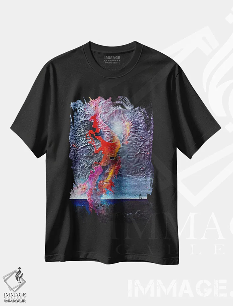 تیشرت مشکی طرح دار – تیشرت انتزاعی ,بازتاب های نور اثر مایکل گلدزوایگ immage.ir