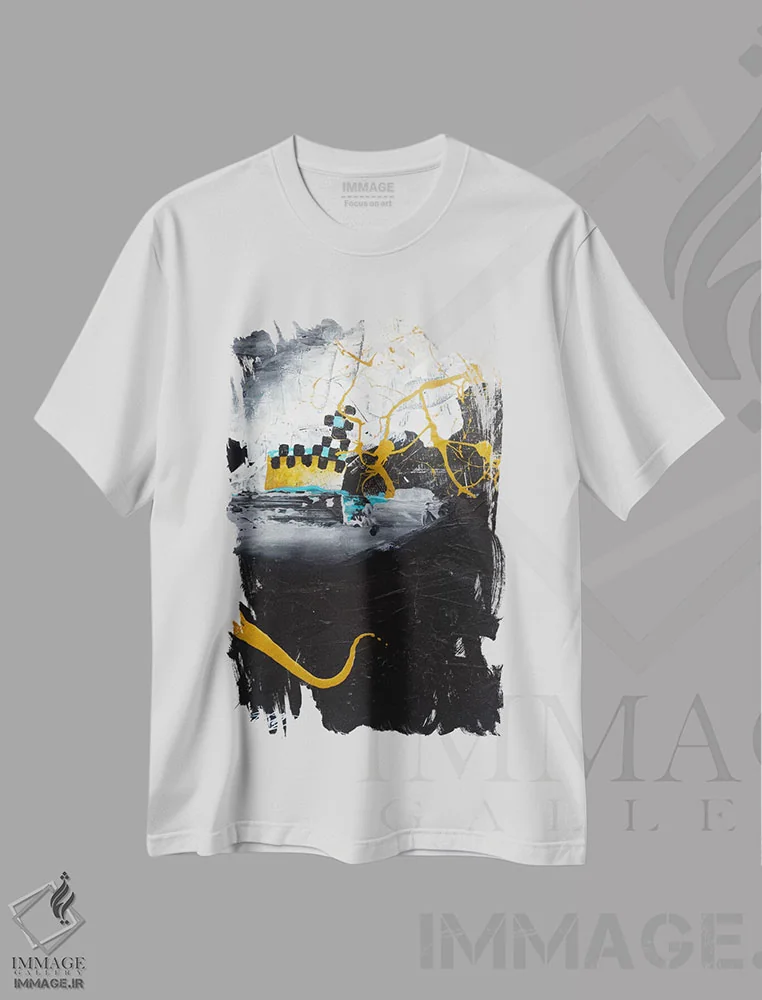 تیشرت سفید طرح دار – تیشرت هنری ,بی امان اثر مایکل گلدزوایگ فروشگاه ایماژ
