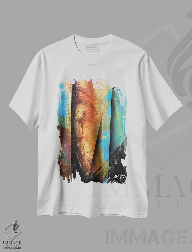 تیشرت سفید طرح دار – تیشرت هنری ,رقاص عجیب و غریب اثر مایکل گلدزوایگ فروشگاه ایماژ