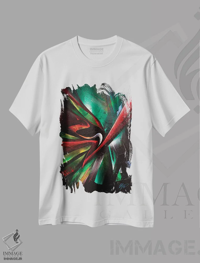 تیشرت سفید طرح دار – تیشرت هنری ,مکاشفه اثر مایکل گلدزوایگ فروشگاه ایماژ