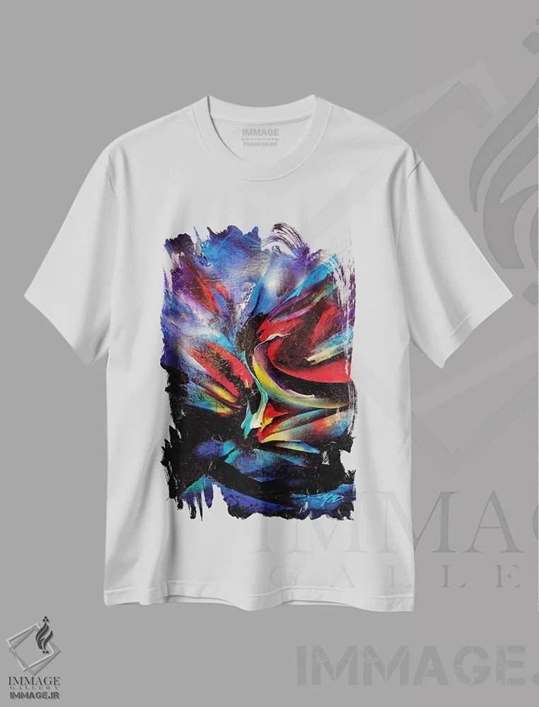 تیشرت سفید طرح دار – تیشرت انتزاعی ,ماورایی اثر مایکل گلدزوایگ immage.ir