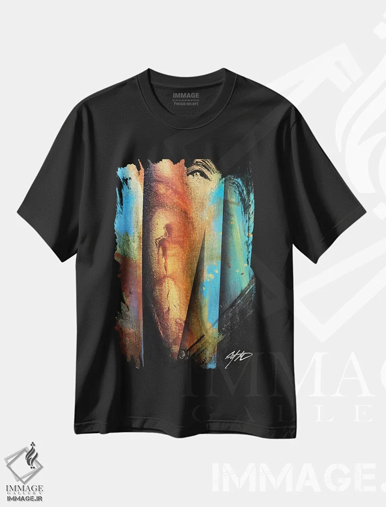 تیشرت مشکی طرح دار – تیشرت هنری ,رقاص عجیب و غریب اثر مایکل گلدزوایگ immage.ir