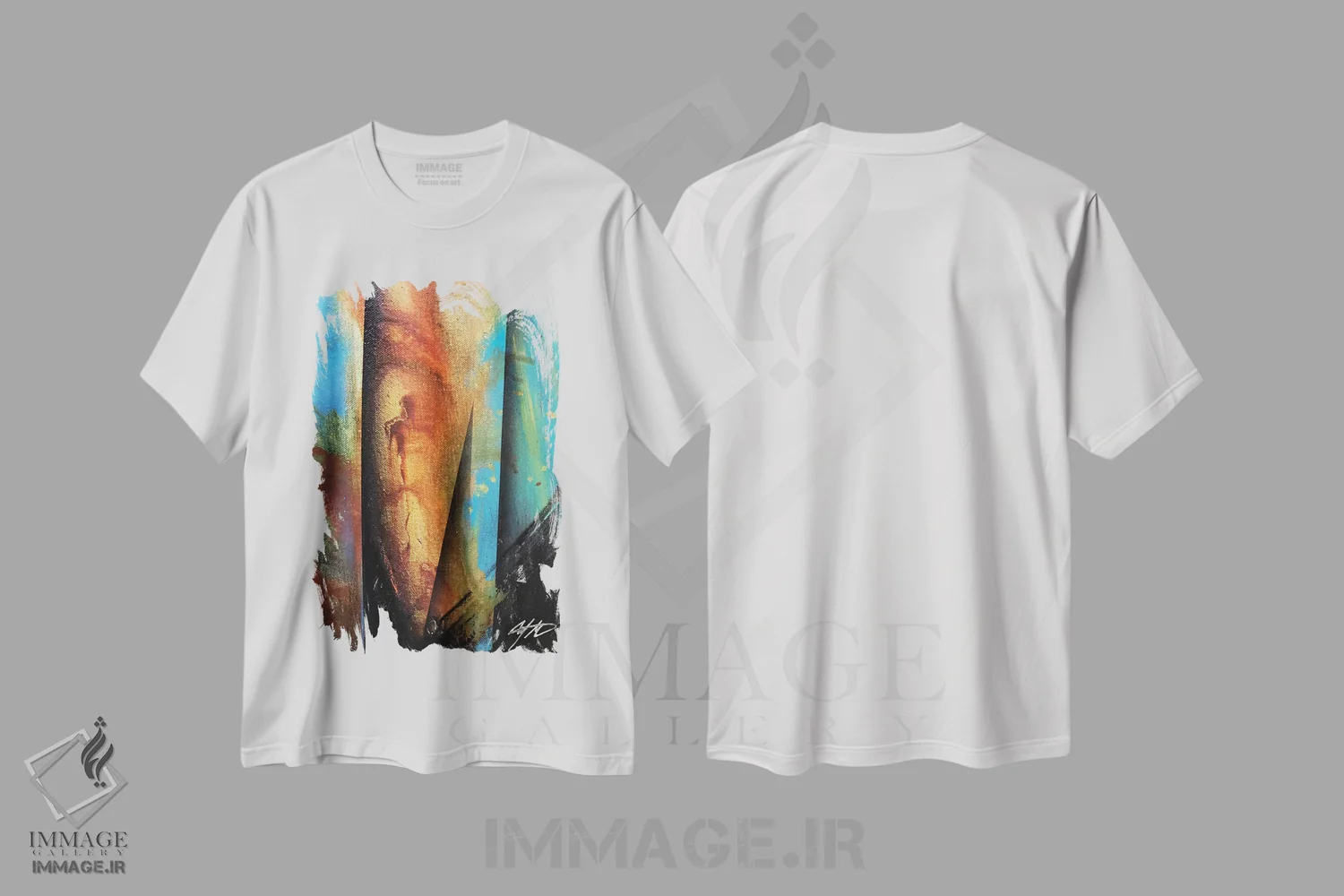 تیشرت سفید طرح دار – تیشرت هنری ,رقاص عجیب و غریب اثر مایکل گلدزوایگ فروشگاه ایماژ