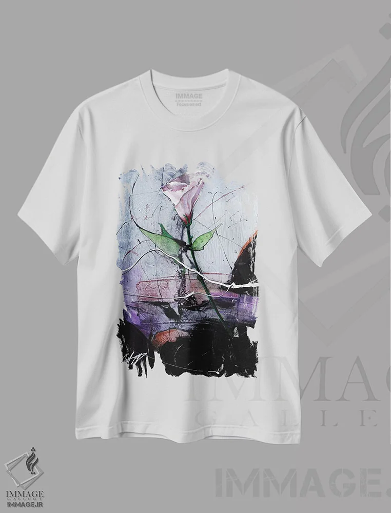 تیشرت سفید طرح دار – تیشرت فانتزی ,گل رقصان اثر مایکل گلدزوایگ immage.ir