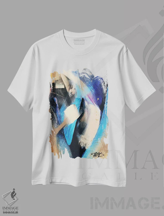 تیشرت سفید طرح دار – تیشرت موسیقی ,سرود آبی اثر مایکل گلدزوایگ فروشگاه ایماژ