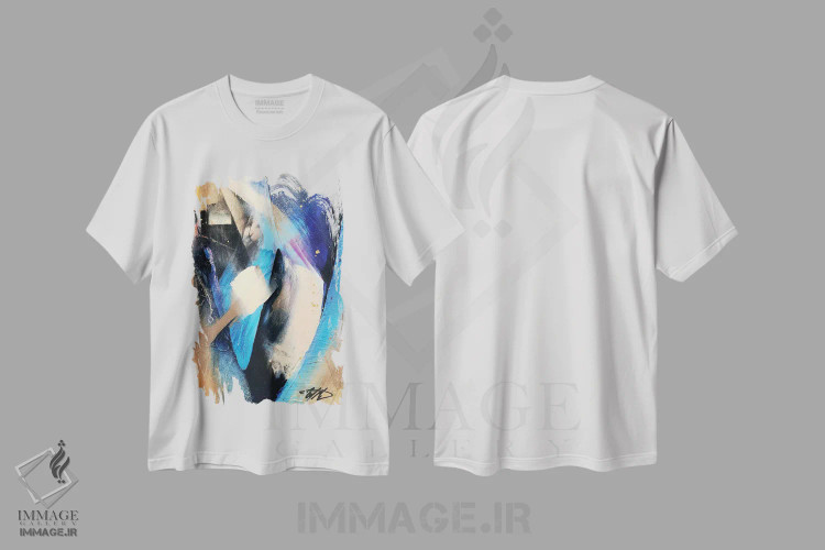تیشرت سفید طرح دار – تیشرت موسیقی ,سرود آبی اثر مایکل گلدزوایگ فروشگاه ایماژ
