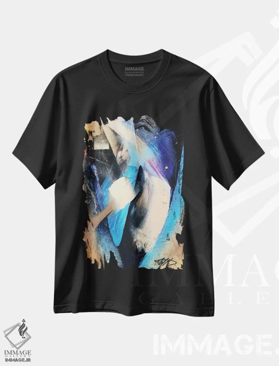 تیشرت مشکی طرح دار – تیشرت موسیقی ,سرود آبی اثر مایکل گلدزوایگ immage.ir